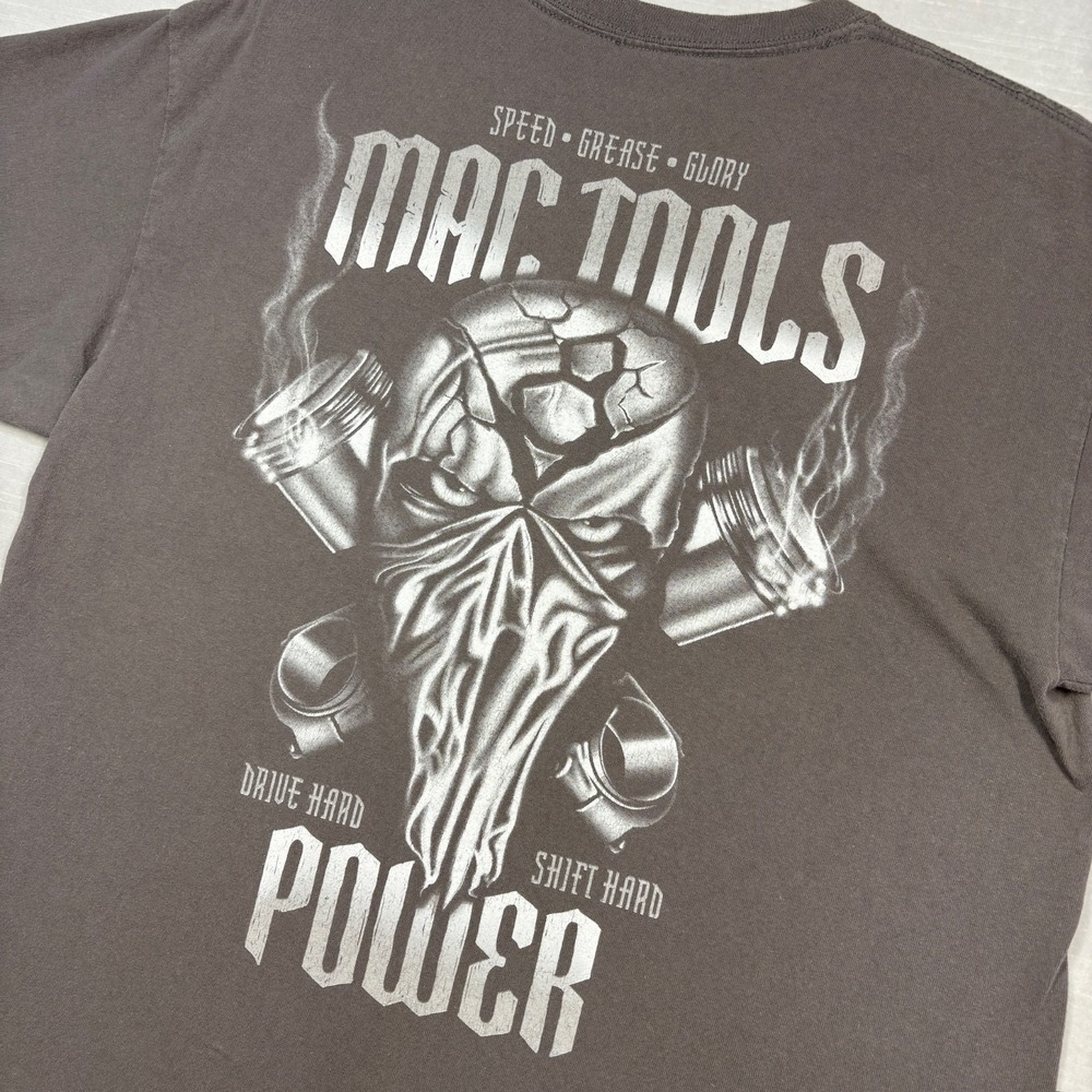 Mac Tools Shirt Men Large Gray V8 Drive Shift Hard Power Racing Shop‎ Grunge